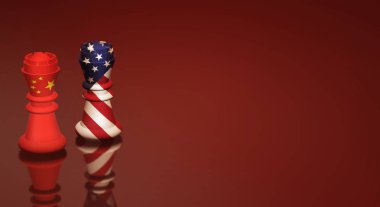 3d render kral satranç Çin vs Amerika Ticaret Savaşı kavramı.
