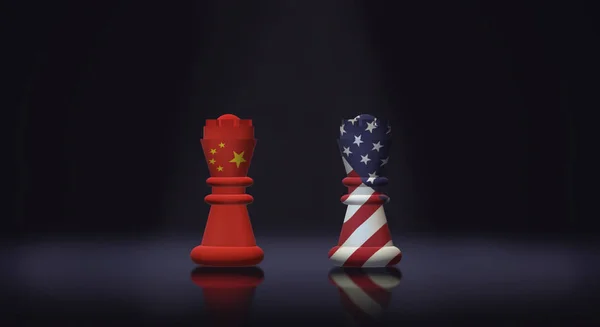 3d rendu roi échecs Chine vs Amérique Trade War concept . — Photo