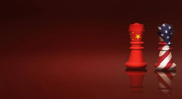 3d rendu roi échecs Chine vs Amérique Trade War concept . — Photo