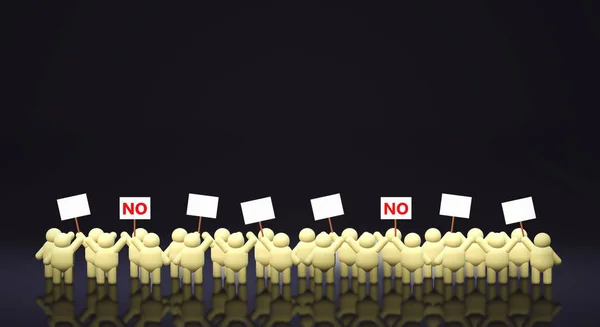 A 3d rendering people share a protest sign hold Mob concept.