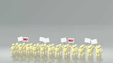 3D Rendering insanlar bir protesto işareti tutmak Mob kavramı paylaşmak.