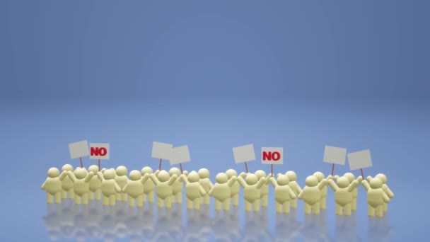 3D rendering mensen delen een protest Sign Hold Mob concept. — Stockvideo