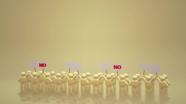 3D-rendering människor delar en protest skylt hålla Mob koncept. — Stockvideo
