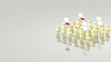 3D Rendering insanlar bir protesto işareti tutmak Mob kavramı paylaşmak.
