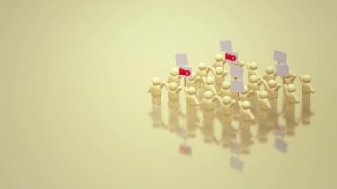 3D Rendering insanlar bir protesto işareti tutmak Mob kavramı paylaşmak.