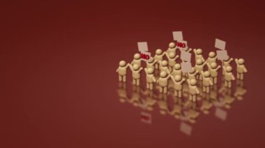 3D Rendering insanlar bir protesto işareti tutmak Mob kavramı paylaşmak.