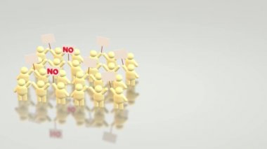 3D Rendering insanlar bir protesto işareti tutmak Mob kavramı paylaşmak.
