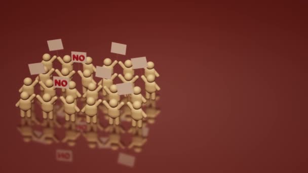 3D rendering mensen delen een protest Sign Hold Mob concept. — Stockvideo