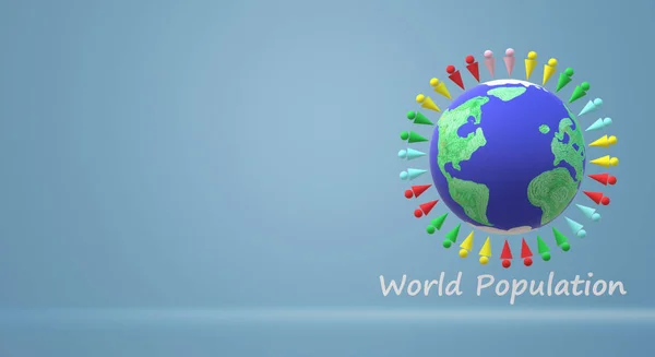 3d rendering for world population day  content