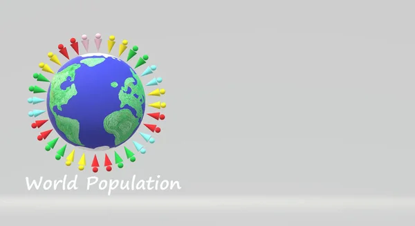 3d representación para el contenido del día de la población mundial —  Fotos de Stock