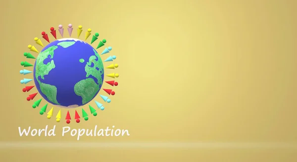 3d rendering for world population day  content