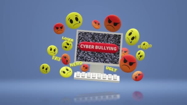 Renderelő Számítógép Érzelem Internetes Zaklatással Kapcsolatos Tartalomhoz — Stock videók