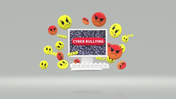 Rendering Dator Och Känsla För Cybermobbning Innehåll — Stockvideo