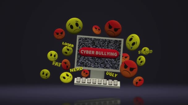 Rendering Computer Emotion Cyber Bullying Content — Stock Video