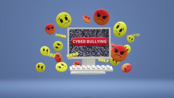Computer Rendering Emozione Contenuti Cyber Bullismo — Video Stock