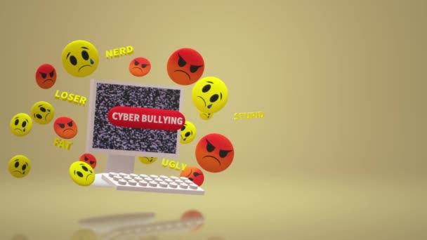 Computador Renderização Emoção Para Conteúdo Cyber Bullying — Vídeo de Stock