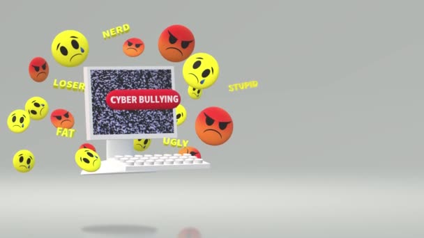 Rendering Computer Und Emotionen Für Cyber Mobbing Inhalte — Stockvideo