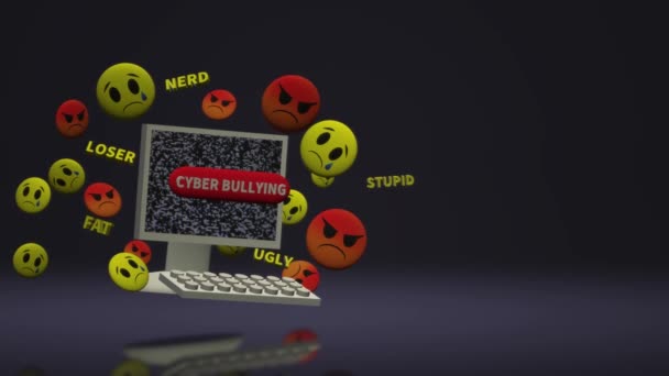 Computer Rendering Emozione Contenuti Cyber Bullismo — Video Stock