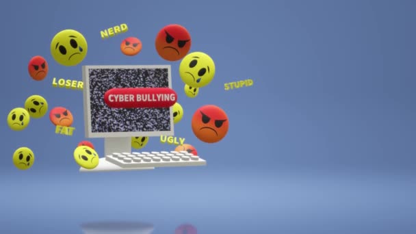 Computador Renderização Emoção Para Conteúdo Cyber Bullying — Vídeo de Stock