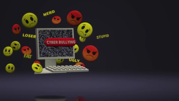 Computador Renderização Emoção Para Conteúdo Cyber Bullying — Vídeo de Stock