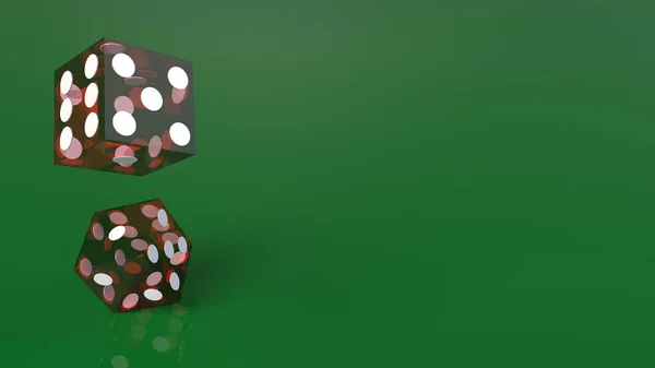 緑の 3D レンダリングクローズアップ イメージの赤いダイス. — ストック写真
