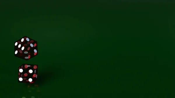 緑の 3D レンダリングクローズアップ イメージの赤いダイス. — ストック写真