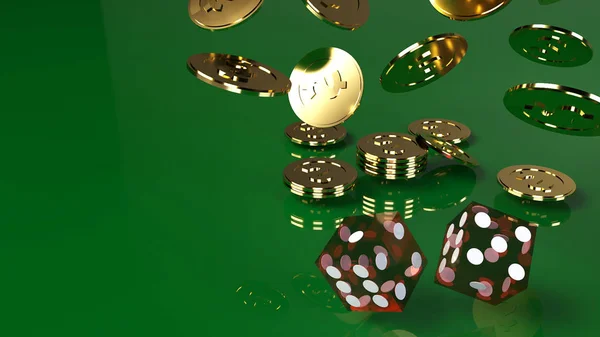 Red dices on green 3d rendering close up image. — Stock Photo, Image