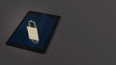 Güvenlik teknolojisi için tablo ve ana anahtar 3d render