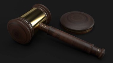 Hukuk kavramı için Çekiç ahşap 3d render.