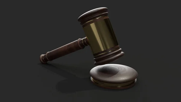 Martelo de madeira 3d renderização para o conceito de lei . — Fotografia de Stock