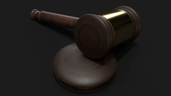Hamer hout 3D rendering voor Law concept. — Stockfoto