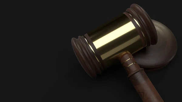 Hammer Holz 3D-Rendering für Gesetzeskonzept. — Stockfoto