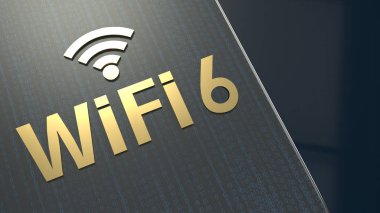 wifi 6 konsepti için tablette 3d render binası.