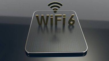 wifi 6 konsepti için tablette 3d render binası.