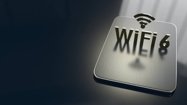 wifi 6 konsepti için tablette 3d render binası.