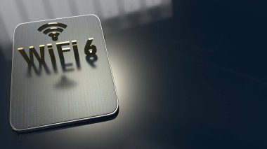 wifi 6 konsepti için tablette 3d render binası.