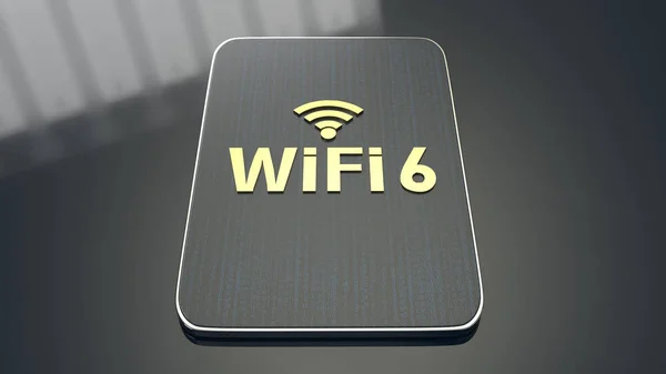 wifi 6 konsepti için tablette 3d render binası.