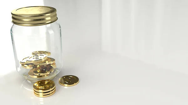 Vasi e monete d'oro rendering 3d per il concetto di business . — Foto Stock