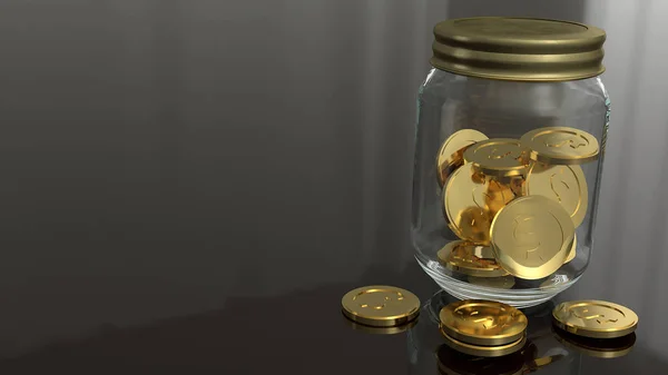 罐子和金币3D渲染的商业概念. — 图库照片