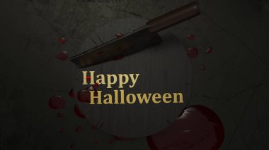 cleaver knife and blood for halloween concept. clipart