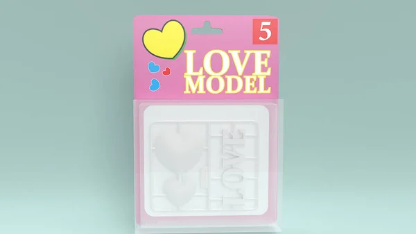Любов пластиковий набір 3d візуалізація для концепції кохання . — стокове фото