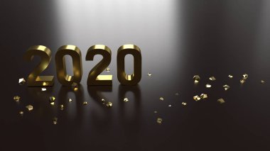 3d render 2020 yeni yıl konsepti için altın sayı.