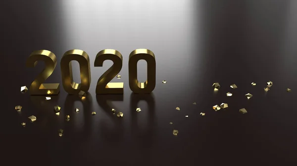 新年のコンセプトのための3Dレンダリング2020ゴールド番号. — ストック写真