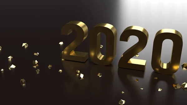 3D rendering 2020 Gold Number voor het nieuwe jaar concept. — Stockfoto