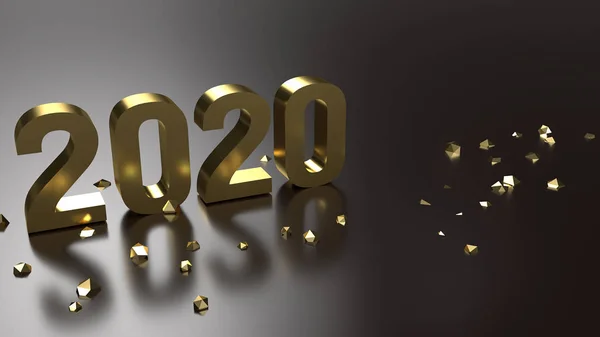3D rendering 2020 Gold Number voor het nieuwe jaar concept. — Stockfoto