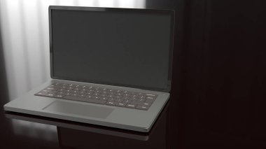 siyah arka plan 3d render dizüstü bilgisayar.