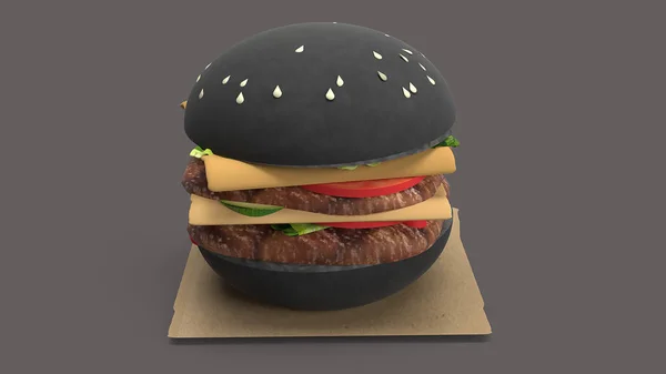 Hamberger Fast food dla koncepcji żywności 3D renderowania. — Zdjęcie stockowe