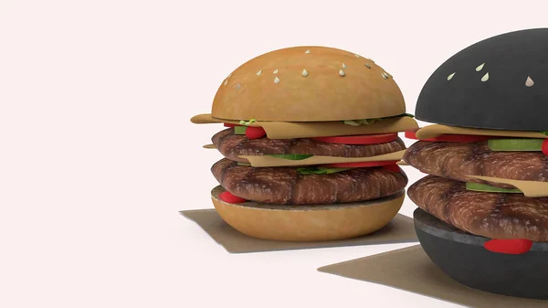 Hamberger fast food para a renderização 3d conceito de alimentos . — Fotografia de Stock