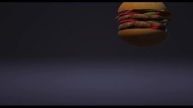 Gıda kavramı 3d render için Hamberger fast food.