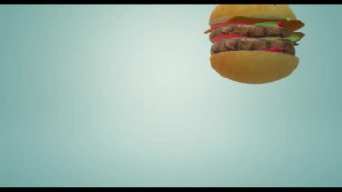 Gıda kavramı 3d render için Hamberger fast food.